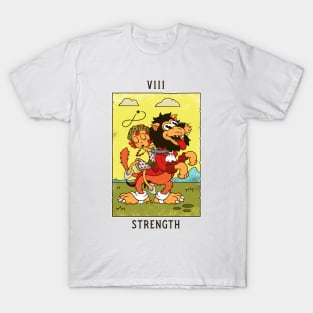 Strength- Mystical Medleys - Vintage Cartoon Tarot (White) T-Shirt